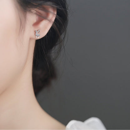 Rockyu ピアス レディース シルバー925 スワロフスキージルコニア 鹿モチーフ 可愛い 両耳セット