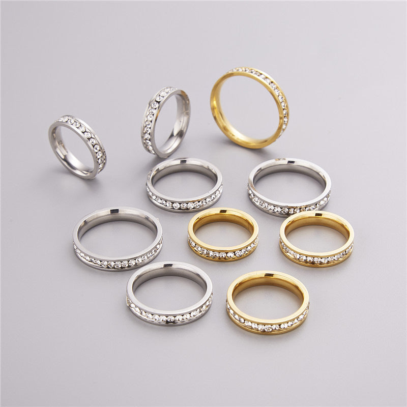 Rockyu レディースリング ステンレス エタニティデザイン AAA級ジルコニア ハーフタイプ 金属アレルギー対応 記念日ギフト