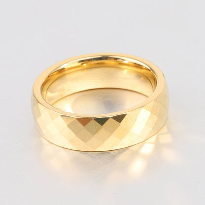 Rockyu タングステン リング メンズ 多面カット 6mm幅 ゴールド シルバー ピンクゴールド 指輪