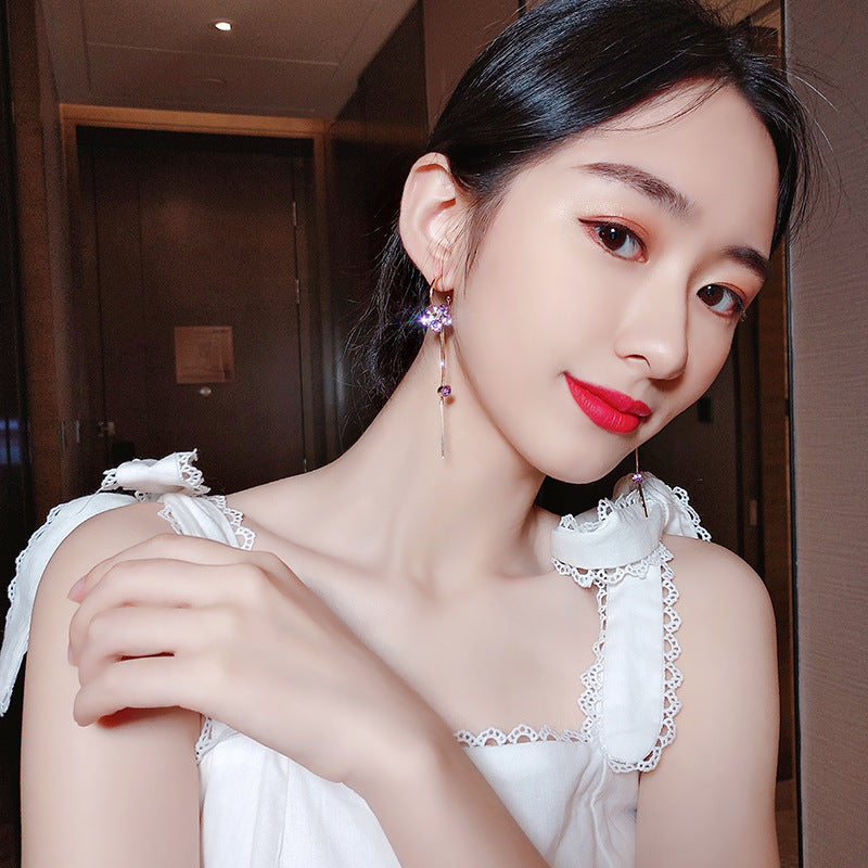 Rockyu ピアス レディース フラワー 揺れる フック ゴールド ジルコニア