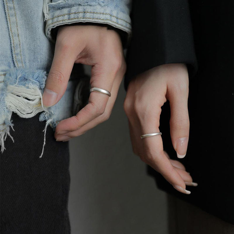 Rockyu ペアリング シルバー925 平打ちデザイン フリーサイズ メンズ レディース 鏡面加工