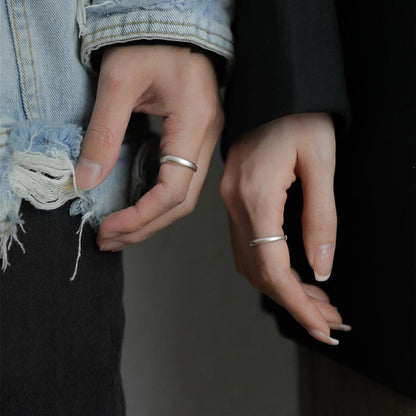 Rockyu ペアリング シルバー925 平打ちデザイン フリーサイズ メンズ レディース 鏡面加工