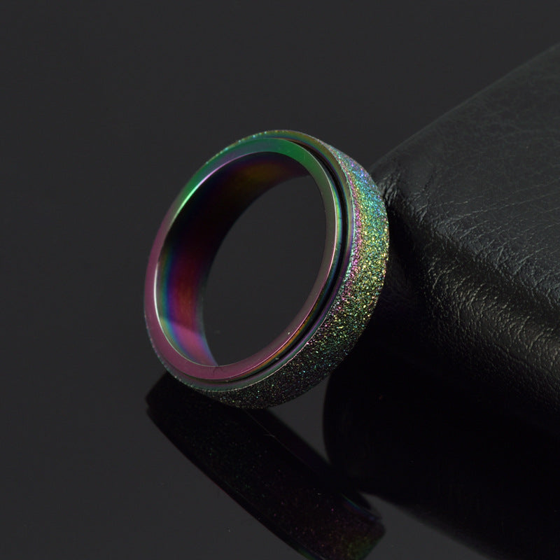 Rockyu 回転リング メンズ ステンレス製 マット加工 ストレス解消 指輪