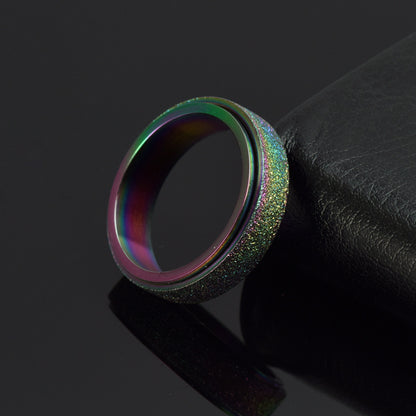 Rockyu 回転リング メンズ ステンレス製 マット加工 ストレス解消 指輪