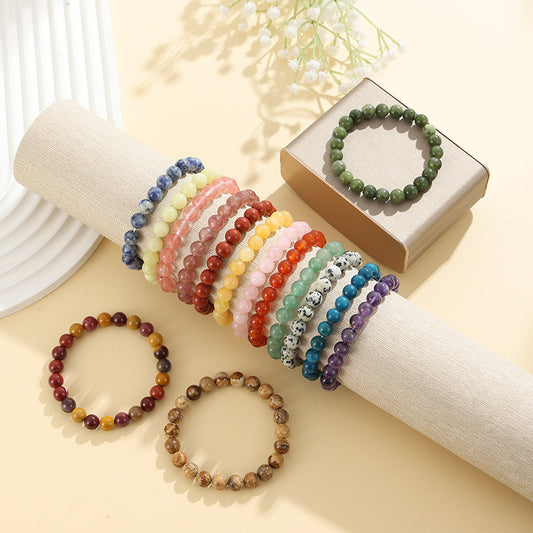 Rockyu ブレスレット レディース 天然石 ビーズブレスレット 瑪瑙 オニキス アンティーク風