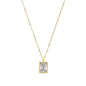 Rockyu ネックレス レディース 四角形ペンダント ゴールド ジルコニア 18金仕上げ 細チェーン