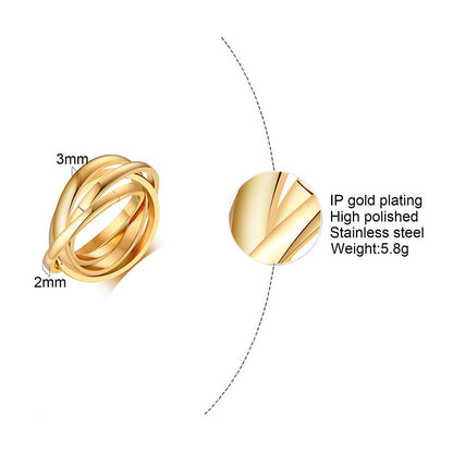 Rockyu トリニティリング 指輪 レディース メンズ 2連/3連/4連 ステンレススチール 幅2mm/3mm 金属アレルギー対応