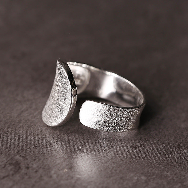 Rockyu 指輪 レディース メンズ 太め シルバー925 不規則デザイン フリーサイズリング シンプル 金属アレルギー対応