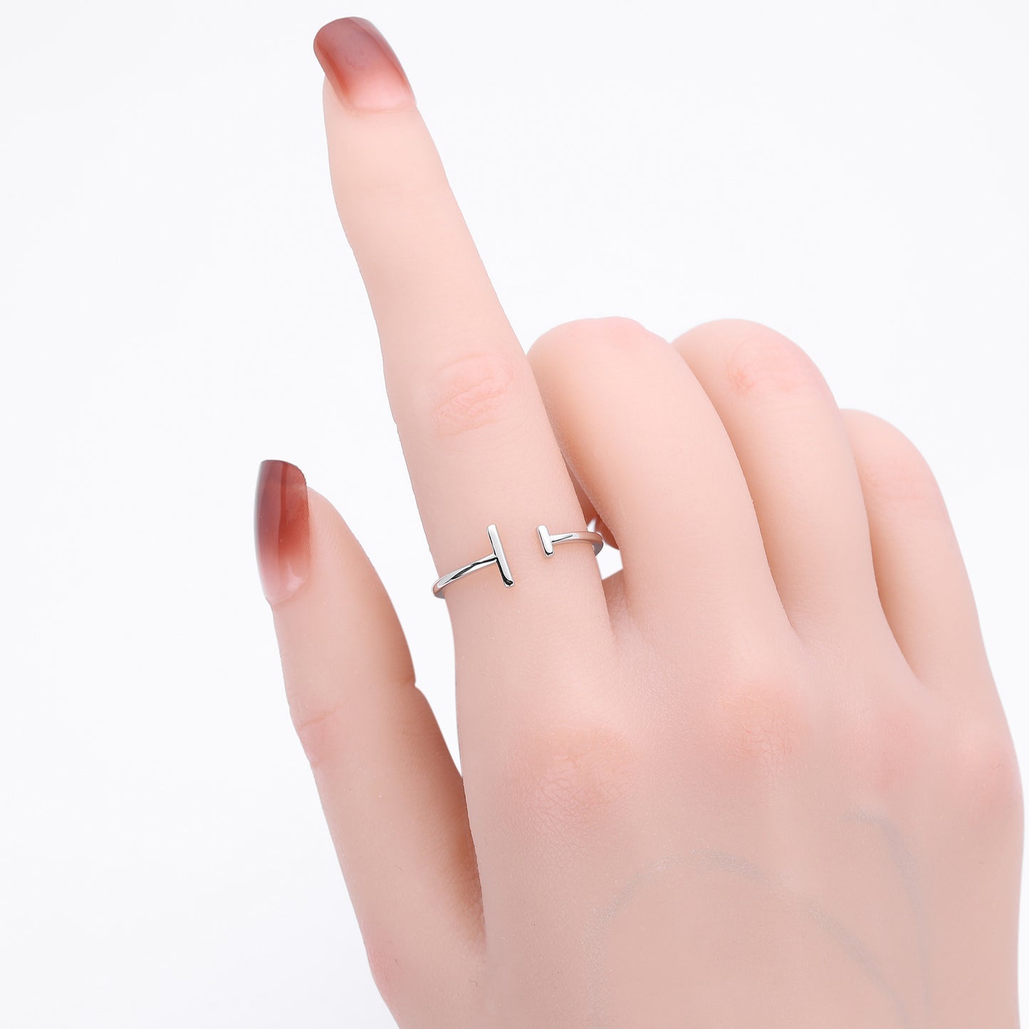 Rockyu シルバー925 レディースリング 平行線デザイン フリーサイズ 純銀 ファッションリング