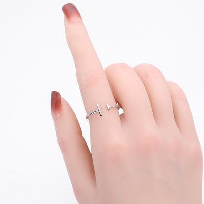 Rockyu シルバー925 レディースリング 平行線デザイン フリーサイズ 純銀 ファッションリング