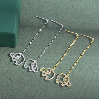 Rockyu ピアス レディース 人気 揺れる 大人可愛い 象モチーフ ロングチェーンピアス ジルコニア シルバー925 アレルギー対応