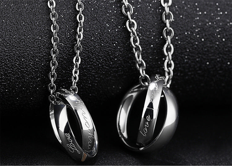 Rockyu ペアネックレス カップル ジュエリー ステンレス リングネックレス シンプル おしゃれ 記念日 プレゼント