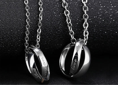 Rockyu ペアネックレス カップル ジュエリー ステンレス リングネックレス シンプル おしゃれ 記念日 プレゼント