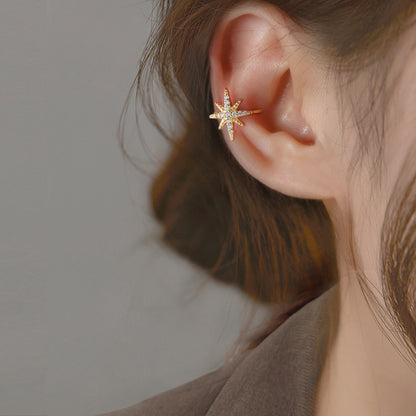 Rockyu シルバー925 イヤーカフ レディース メンズ ジルコニア 芒星 ノンホール ゴールド 金属アレルギー対応