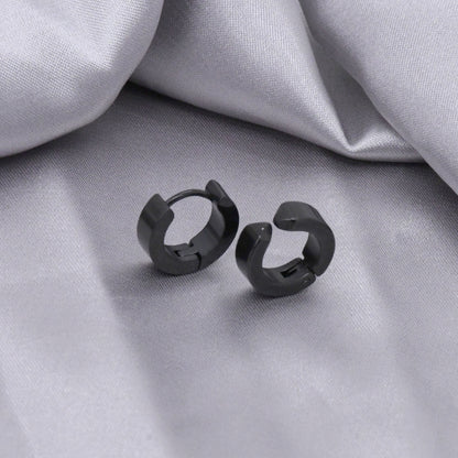 Rockyu ピアス メンズ フェイク フープ チタン製 シルバー&カラーバリエ 穴不要 光面リングイヤリング