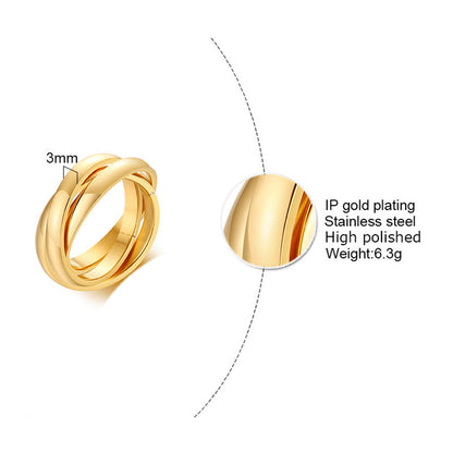 Rockyu トリニティリング 指輪 レディース メンズ 2連/3連/4連 ステンレススチール 幅2mm/3mm 金属アレルギー対応