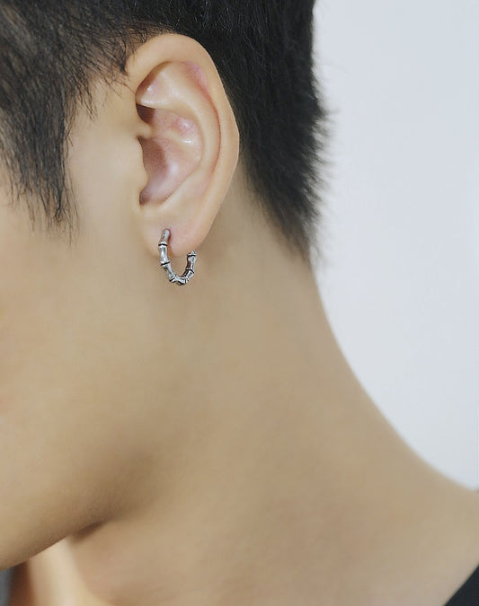 Rockyu ピアス メンズ フープ シルバー ステンレススチール 金属アレルギー対応