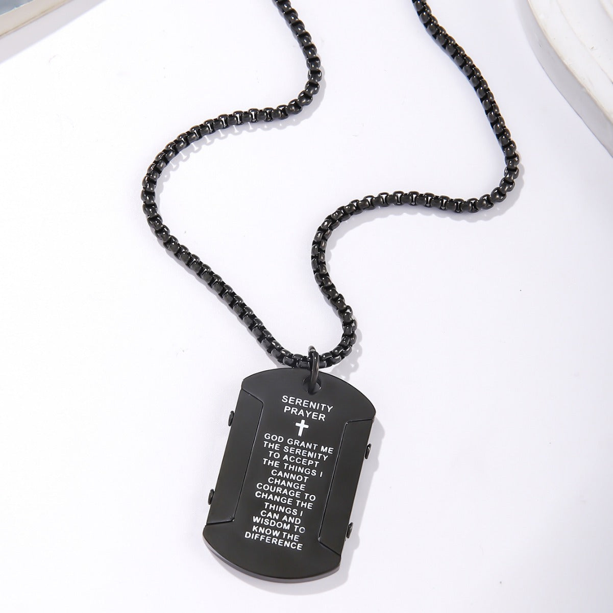 [Rockyu] メンズ ネックレス クロス 十字架 ステンレス ゴールド シルバー ブラック 黒 金 盾 プレートペンダント セーターチェーンネックレス 60cm 経文 お守り 厄除けネックレス 金属アレルギー対応 上品 誕生日 新年 人気 プレゼント