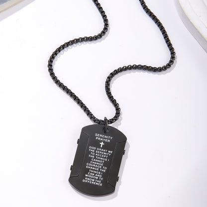 [Rockyu] メンズ ネックレス クロス 十字架 ステンレス ゴールド シルバー ブラック 黒 金 盾 プレートペンダント セーターチェーンネックレス 60cm 経文 お守り 厄除けネックレス 金属アレルギー対応 上品 誕生日 新年 人気 プレゼント