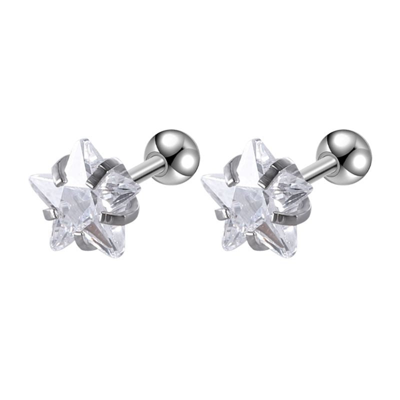 Rockyu レディースピアス シルバー925 スタッドタイプ カラフルクリスタル 多形カット ジュエリー