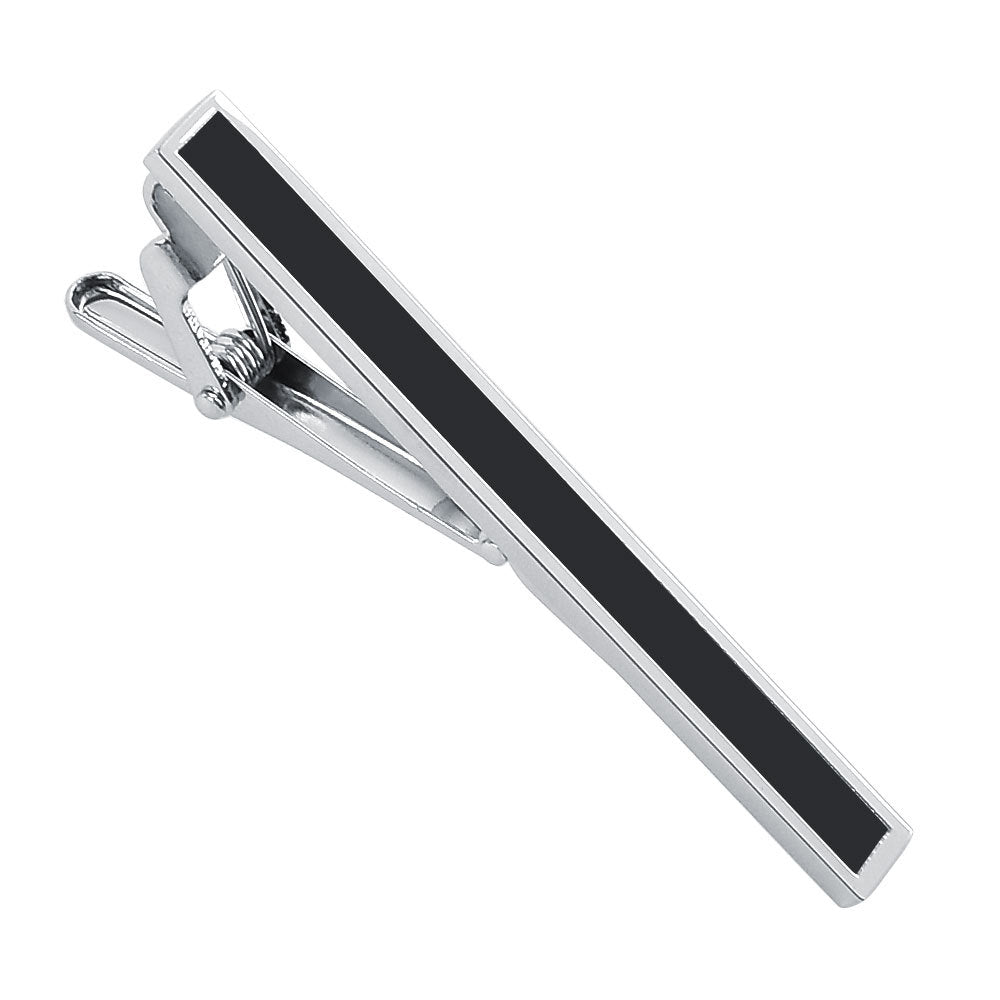 Rockyu ネクタイピン カフス シャツスタッズセット メンズ 黒 長方形 ステンレス ビジネス