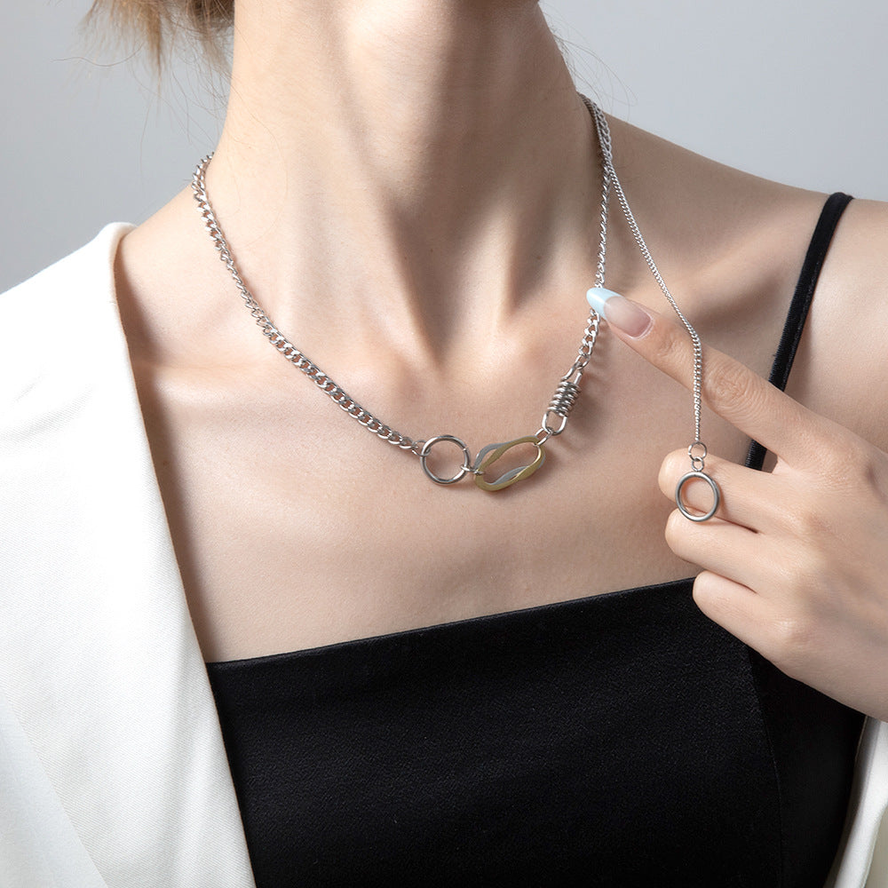 Rockyu ネックレス レディース シルバー チェーン スプリングデザイン ロック風 ヒップホップ おしゃれ アクセサリー