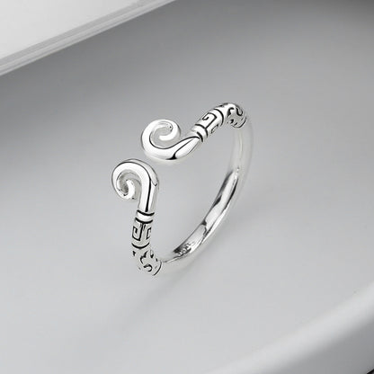 Rockyu 孫悟空モチーフ ペアリング2個セット シルバー925 フリーサイズ 中華風指輪