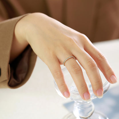 Rockyu エタニティリング レディース ステンレス ジルコニア シンプルデザイン