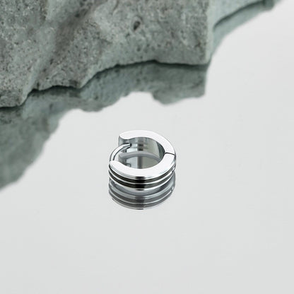 Rockyu リングピアス メンズ レディース フープピアス 小さめ ステンレス製 金属アレルギー対応 ブラックライン シルバー