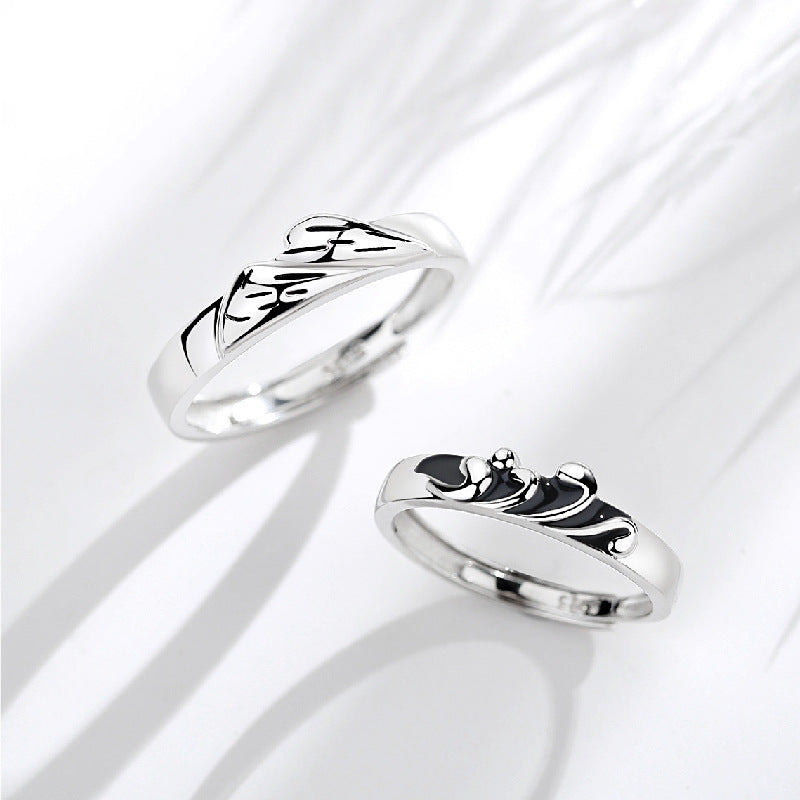 Rockyu 指輪 メンズ シルバー925 フリーサイズ 復古デザイン ペアリング 結婚婚約対応