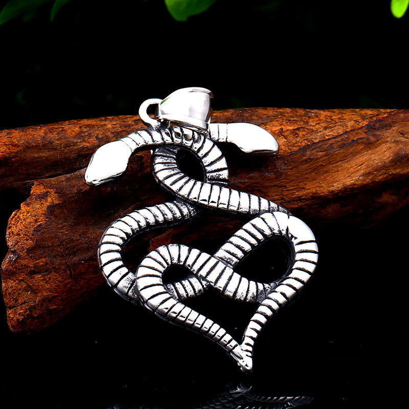 Rockyu ネックレス メンズ クロス スネーク アンティーク ステンレス