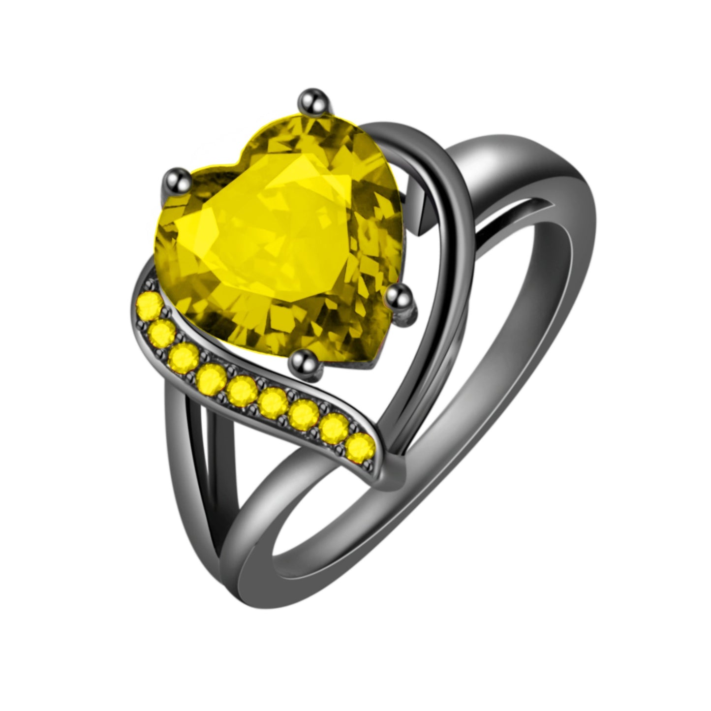 Rockyu ハートシェイプリング レディース｜ブラック×赤ジルコニアの華やかリング