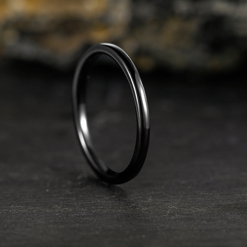Rockyu タングステン細身リング レディース 2mm クラシック鏡面 指輪