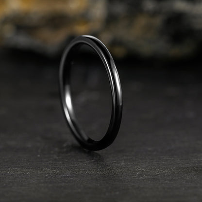 Rockyu タングステン細身リング レディース 2mm クラシック鏡面 指輪