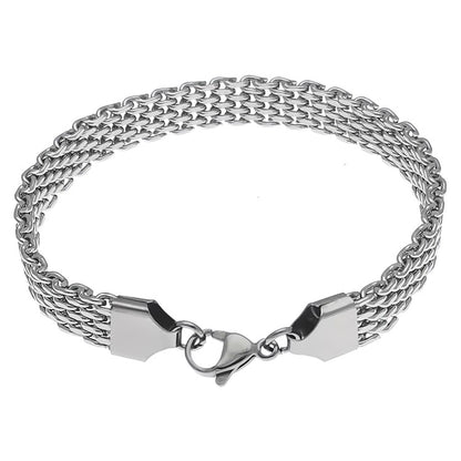 [Rockyu] ブレスレット メンズ シルバー ステンレスチェーン シンプル ファッション 2連チェーンブレスレット 幅広ブレスレット アレルギー対応 長さ21cm