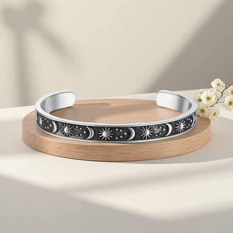 Rockyu フリーサイズ ステンレス バングル ブレスレット メンズ レディース ペア対応 刻印入り おしゃれシンプルデザイン