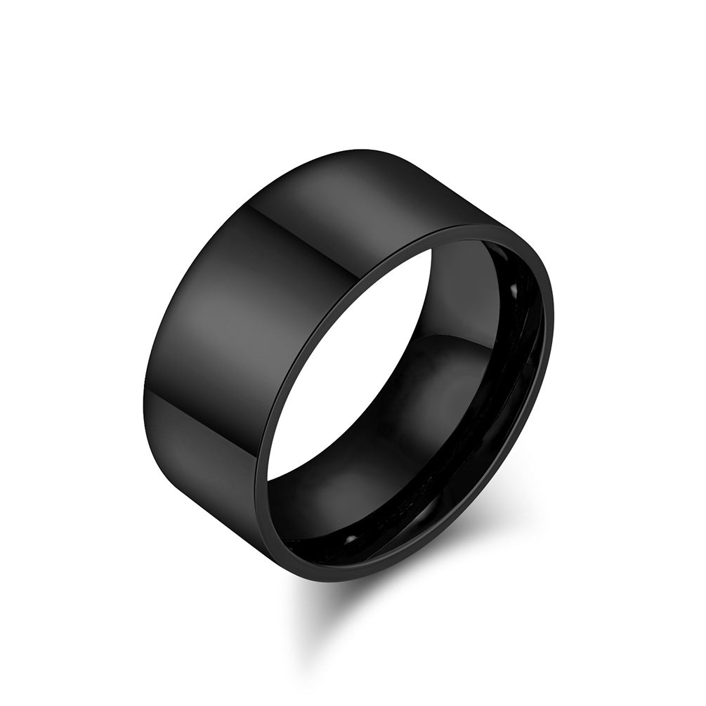 Rockyu 指輪 ステンレス製 6mm 8mmリング ブラック ゴールド シルバー 鏡面仕上げ 金属アレルギー対応