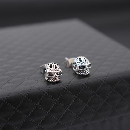 Rockyu メンズピアス 両耳用 髑髏 ブラック ステンレス アンティーク風