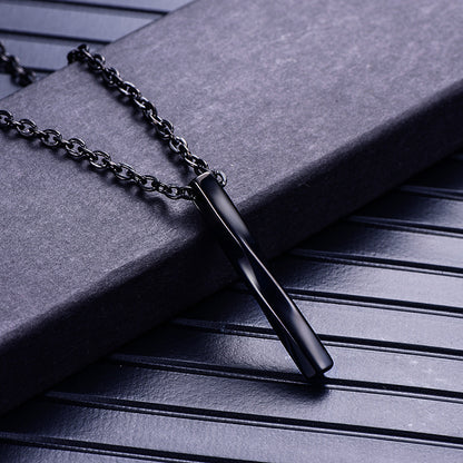 Rockyu メンズネックレス スティックペンダント シルバー ゴールド ブラック サージカルステンレス 50cmチェーン