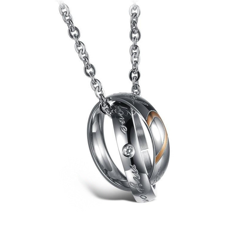 Rockyu ペアネックレス カップル ジュエリー ステンレス リングネックレス シンプル おしゃれ 記念日 プレゼント