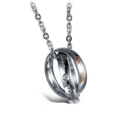 Rockyu ペアネックレス カップル ジュエリー ステンレス リングネックレス シンプル おしゃれ 記念日 プレゼント