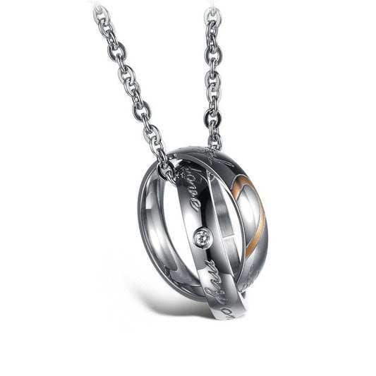 Rockyu ペアネックレス カップル ジュエリー ステンレス リングネックレス シンプル おしゃれ 記念日 プレゼント