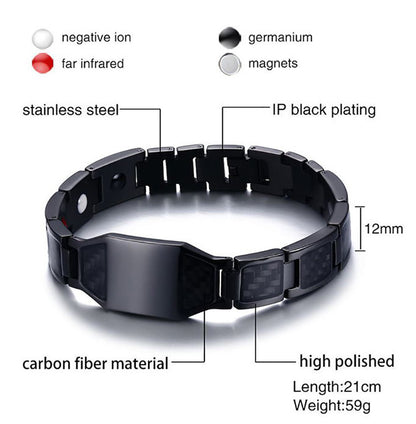 Rockyu メンズ 磁気ブレスレット フリーメーソン チタン ゲルマニウム内蔵 高級感ブレス