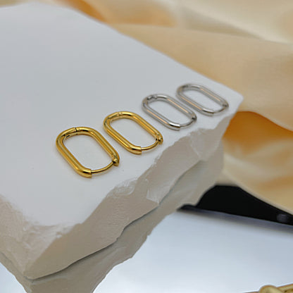 Rockyu レディース ピアス ゴールド シルバー 四角フープピアス 18×12mm ステンレス鋼 金属アレルギー対応 シンプル