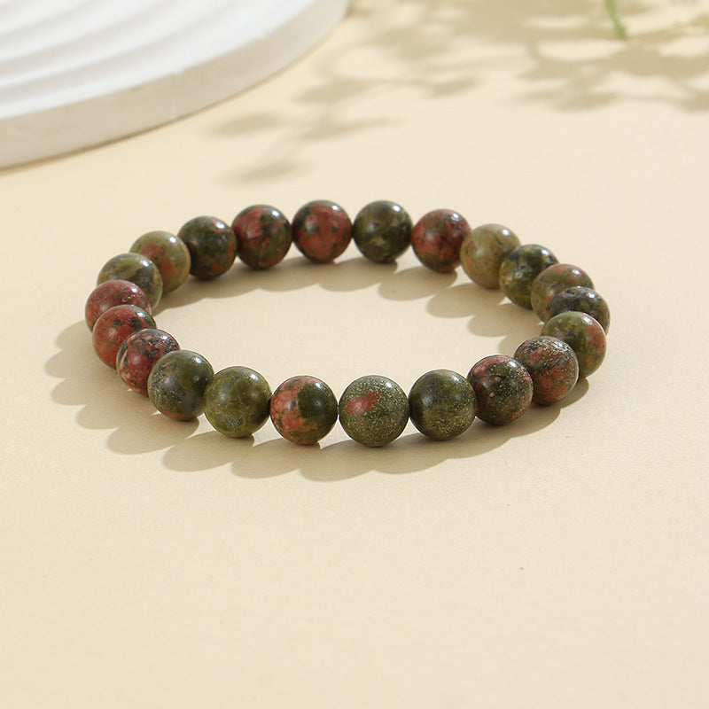 Rockyu ブレスレット レディース 天然石 ビーズブレスレット 瑪瑙 オニキス アンティーク風