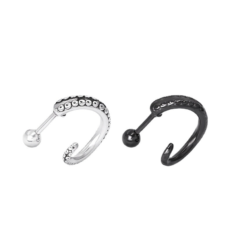 Rockyu ピアス メンズ 片耳 両耳 ステンレス タコ足デザイン シルバー スタッドピアス