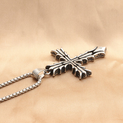 Rockyu ネックレス メンズ シルバー クロスペンダント ベネチアンチェーン おしゃれ 十字架アクセサリー