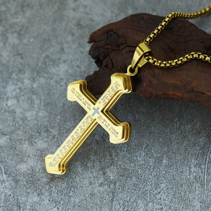 Rockyu 十字架ネックレス メンズ ステンレス製 ブラック クロスペンダント 大ぶり かっこいい