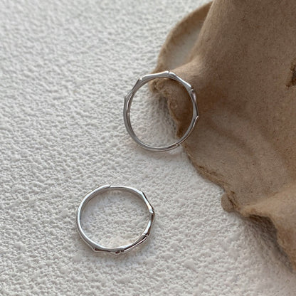 Rockyu ペアリング 竹節デザイン フリーサイズ 2個セット シルバー925 スターリングシルバー