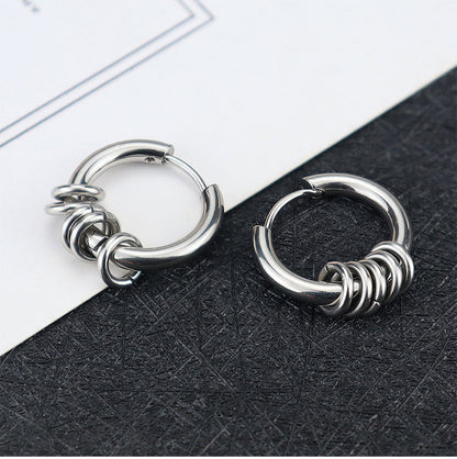 Rockyu メンズピアス フープ サークル ステンレス製 シルバー ゴールド ブラック 両耳用 アレルギー対応 おしゃれ プレゼント